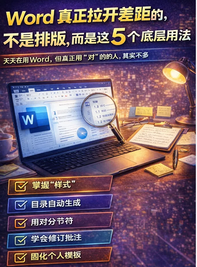 Word 真正拉开差距的，不是排版，而是这 5 个底层用法 封面