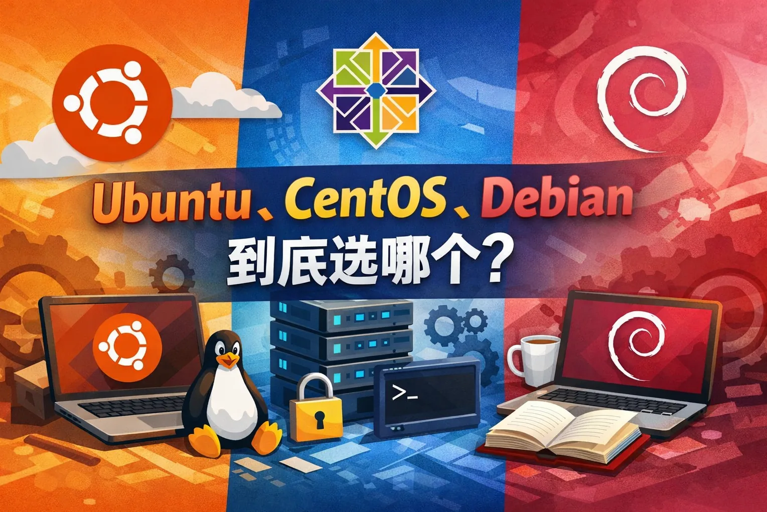 别再纠结了！一文读懂 Ubuntu、CentOS、Debian 到底选哪个？（小白购买VPS系统选择） 封面